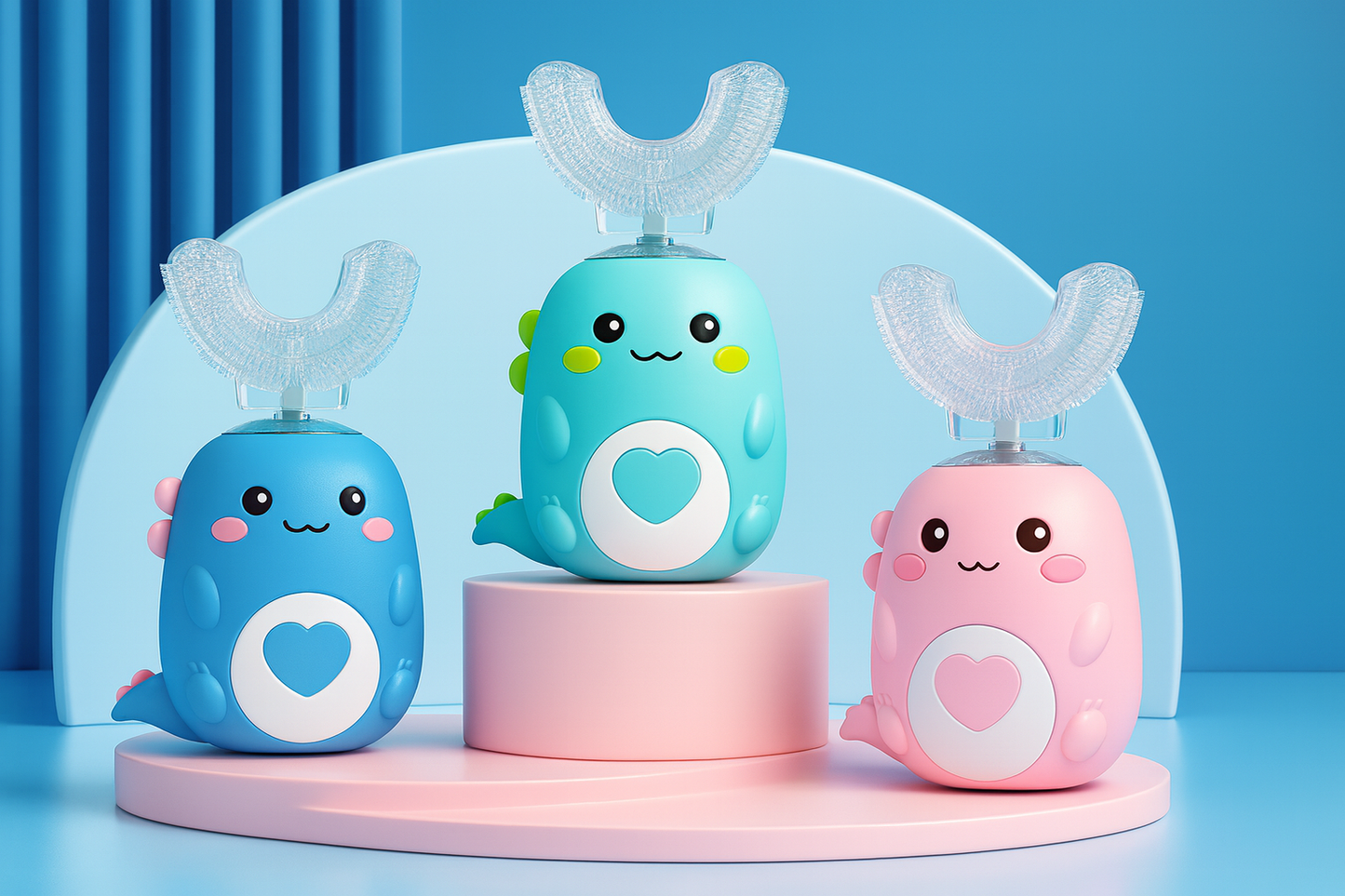 Cepillo de dientes eléctrico en forma de U para niños